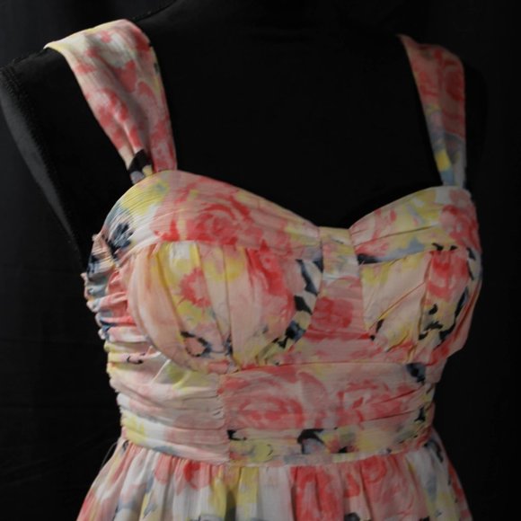 SOLD 1990s Floral Pinup Style Dress Juniors Size Medium - Picture 4 of 8